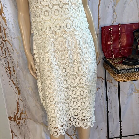 Taylor brand white crochet cap leaf mid length dress - Picture 4 of 9